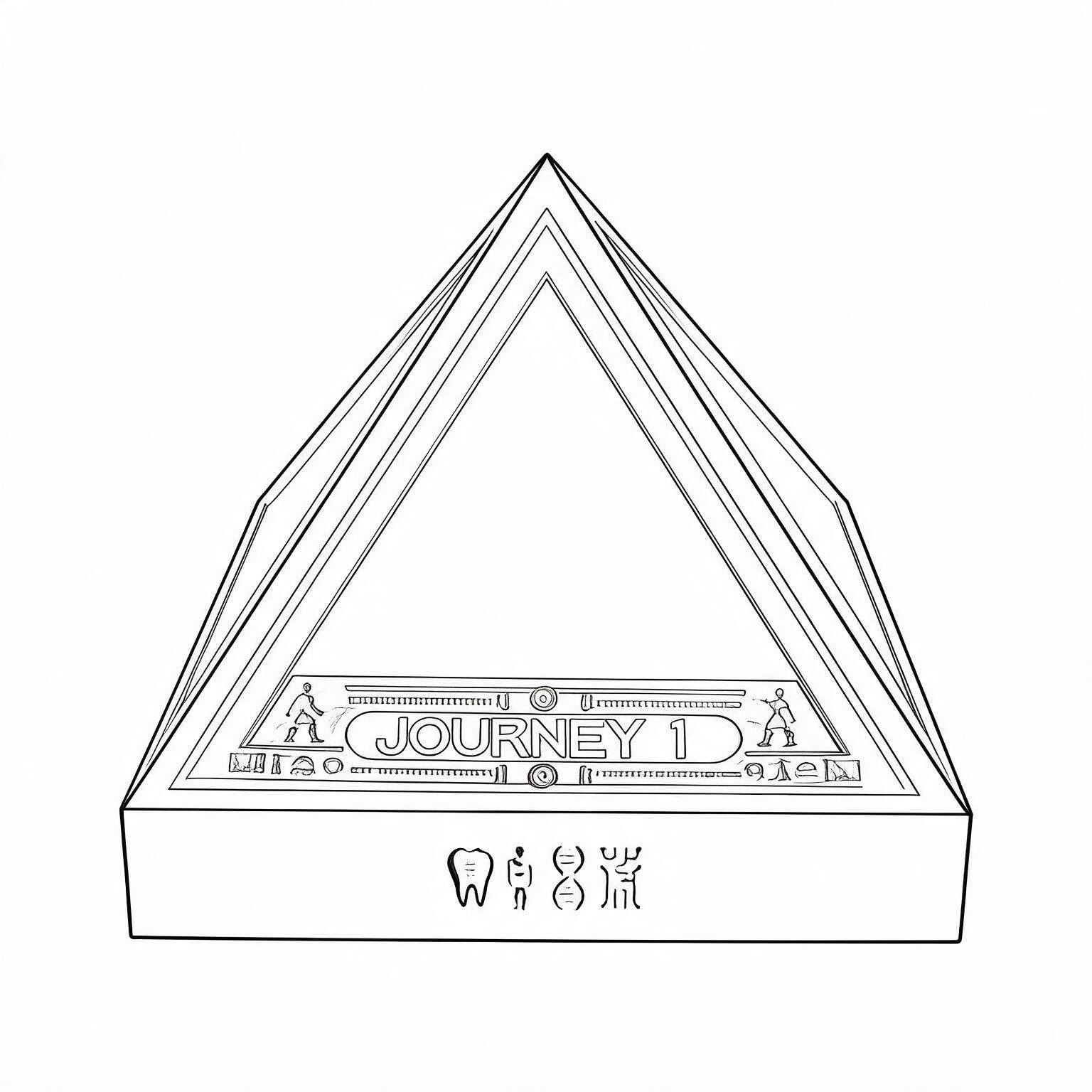 Line drawing of the complete closed Journey 1 archive vessel